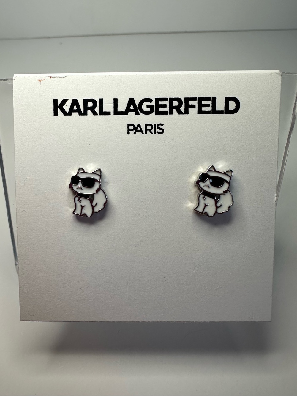Karl Lagerfeld Paris New Choupette Cat Sunglasses Stud Earrings - Picture 2 of 7